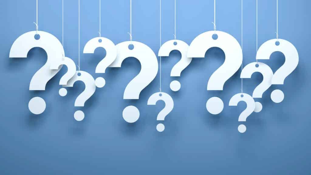 Question marks, representing the open ended question about the future of Reverse ATMs