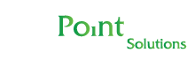 Logo with the words BluePoint ATM Solutions in white and green text on a light background, featuring the phrase ~ We Keep Cash Flowing ~ faintly visible at the bottom. Emphasizes No More Cash Hassles and encourages you to Go Cashless.